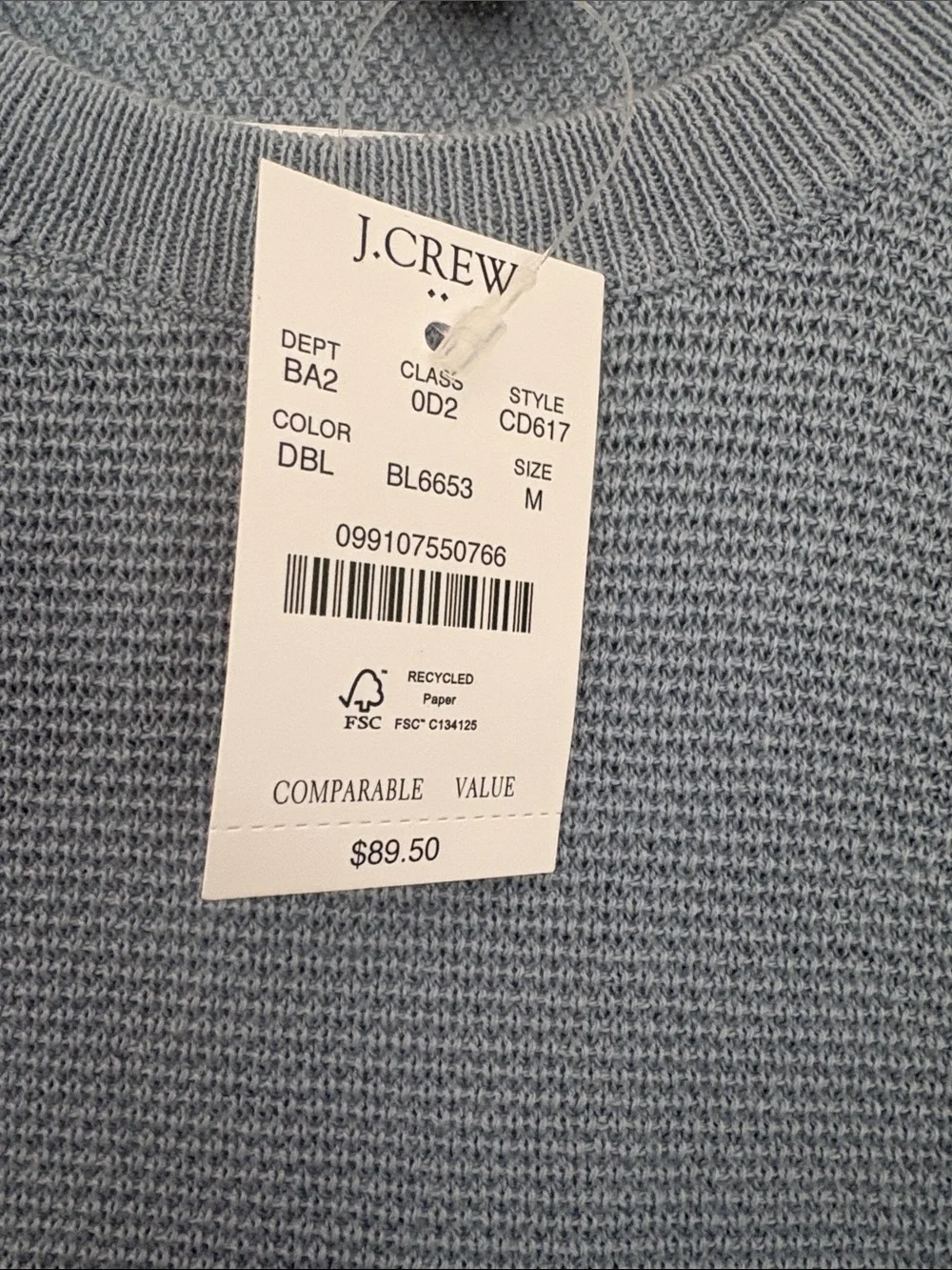 J. Crew Men’s Dusty Blue Crewneck Sweater
